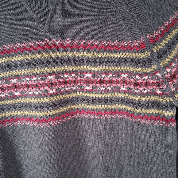 Vintage Eddie Bauer Women's Sz PXS Fair Isle Nordic Sweater Cottagecore Cotton - Picture 2 of 8